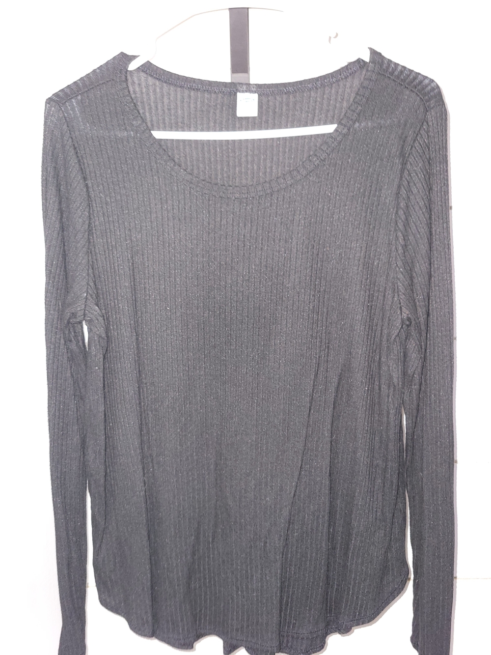 Old Navy Black Ribbed Long-Sleeve Scoop Neck Top
